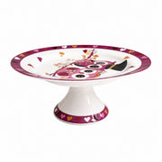 Ceramic Footed Plate 19.5 x 8 cm, Pink Owl Design, Decorative Dinnerware - product view 1