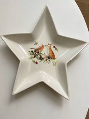 Ceramic Plate, Fox and Bird Star Design, Decorative Dinnerware - detail 3