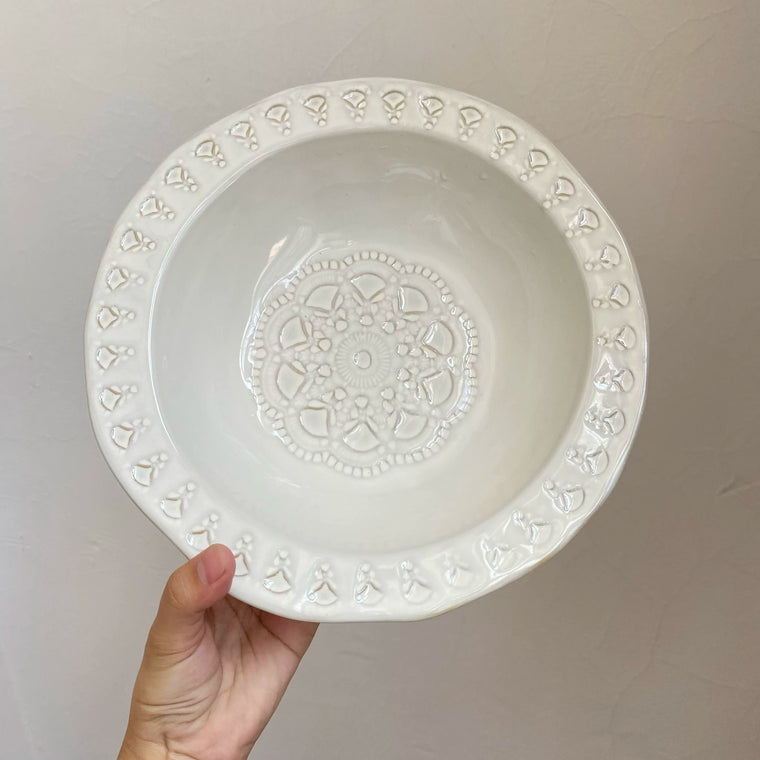 Ceramic Soup Plate 9.5 Inch, Embossed Design, 23.5 x 5.8 cm, Dinnerware - detail 1