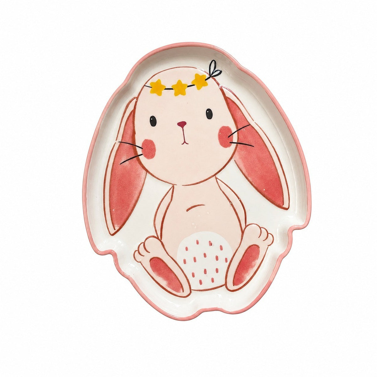 Ceramic Plate Pink Rabbit, 21 x 17.5 x 1.8 cm, Decorative Dinnerware - product view 1