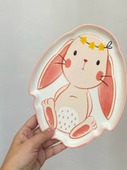 Ceramic Plate Pink Rabbit, 21 x 17.5 x 1.8 cm, Decorative Dinnerware - detail 3