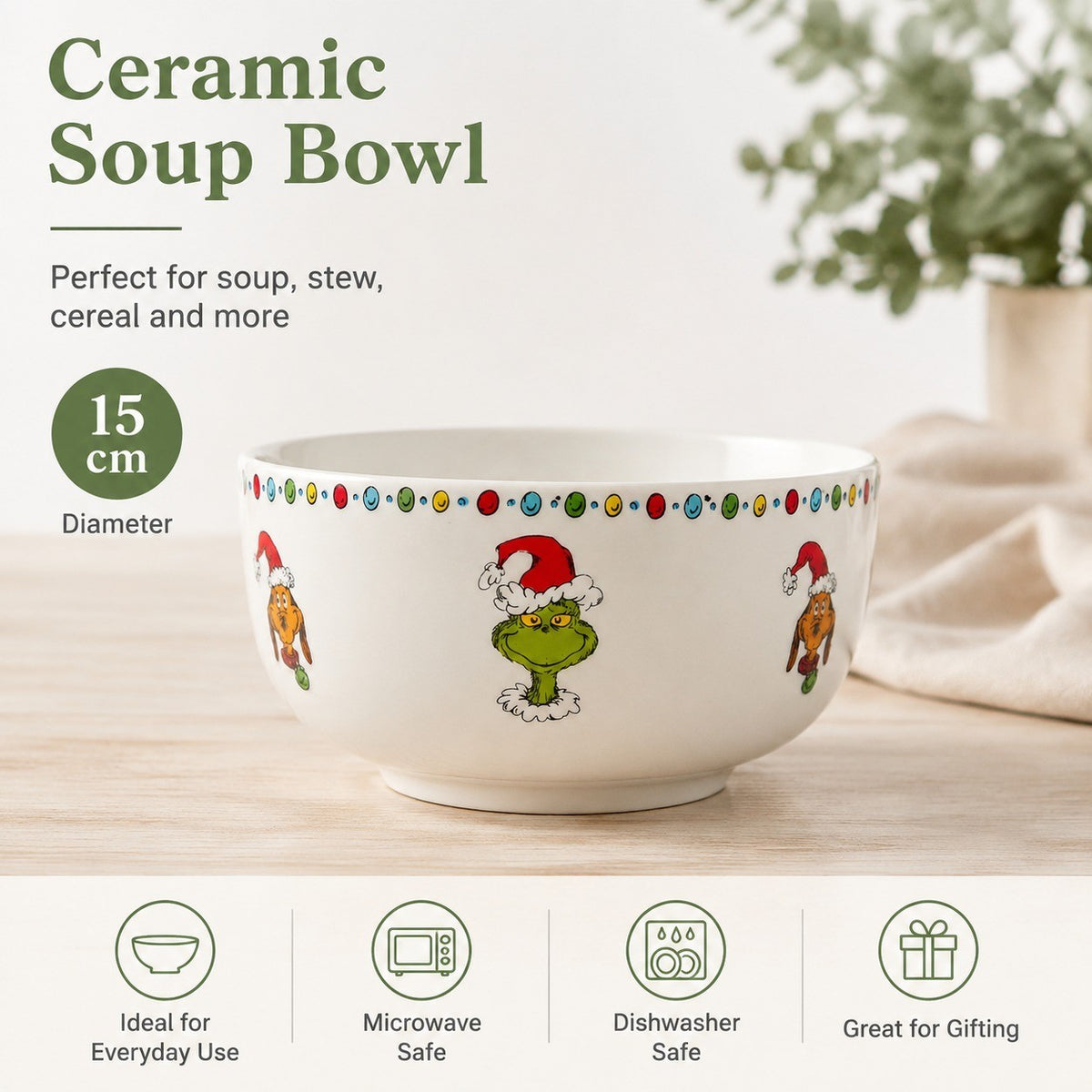 Ceramic Soup Bowl, 15 cm, Elegant Tableware - detail 1