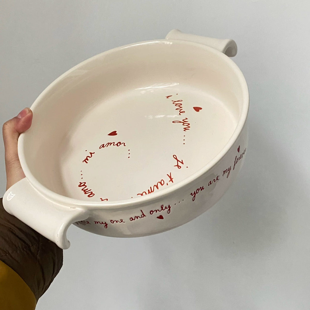 Large Ceramic Soup Bowl, Heart Double-Handled, 27 x 22.2 x 6.5 cm - detail 1