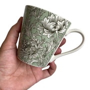 Ceramic Cup 220 ml, Green Peony Design, Tea Coffee Mug - product view 1