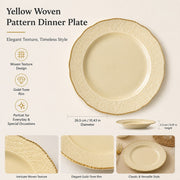 Yellow Woven Pattern Plate, 26.5 x 2.3 cm, Large Decorative Dinnerware - detail 3