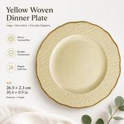 Yellow Woven Pattern Plate, 26.5 x 2.3 cm, Large Decorative Dinnerware - detail 1