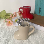 Ceramic Cup, Cream Boot Design, Coffee Mug, Tea Cup - detail 3