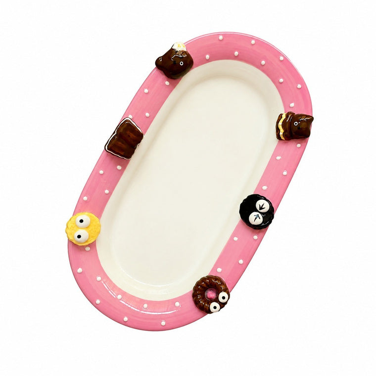 Ceramic Oval Platter, Pink Oreo Design, 22.5 x 12.5 x 3 cm, Serving Dish - product view 1