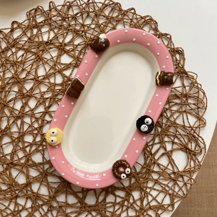 Ceramic Oval Platter, Pink Oreo Design, 22.5 x 12.5 x 3 cm, Serving Dish - detail 1