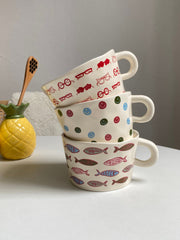 Ceramic Cup, Floral Fish Design, Coffee Mug - detail 3