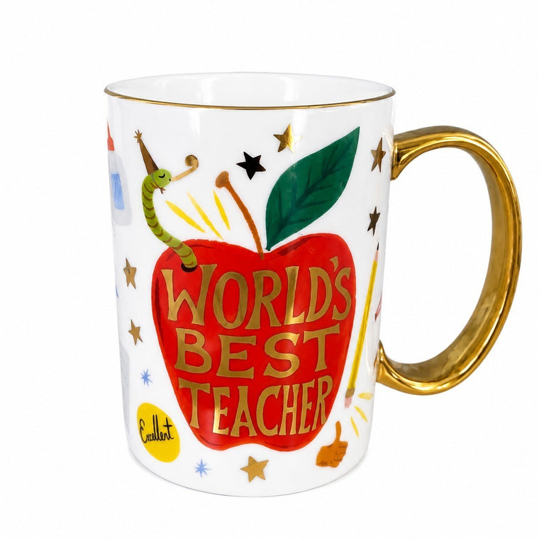 Bone China Cup with Green Handle, Snow House Design, 500 ml - product view 2