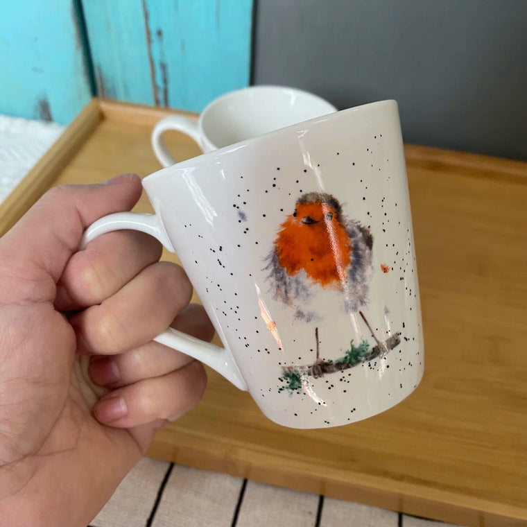 Bone China Cup 200 ml, Red Cardinal Design, Fine Porcelain Tea Coffee Mug - detail 1