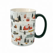 Bone China Cup with Green Handle, Snow House Design, 500 ml - product view 1