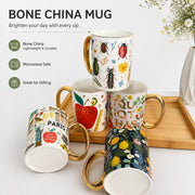 Bone China Cup with Green Handle, Snow House Design, 500 ml - detail 2