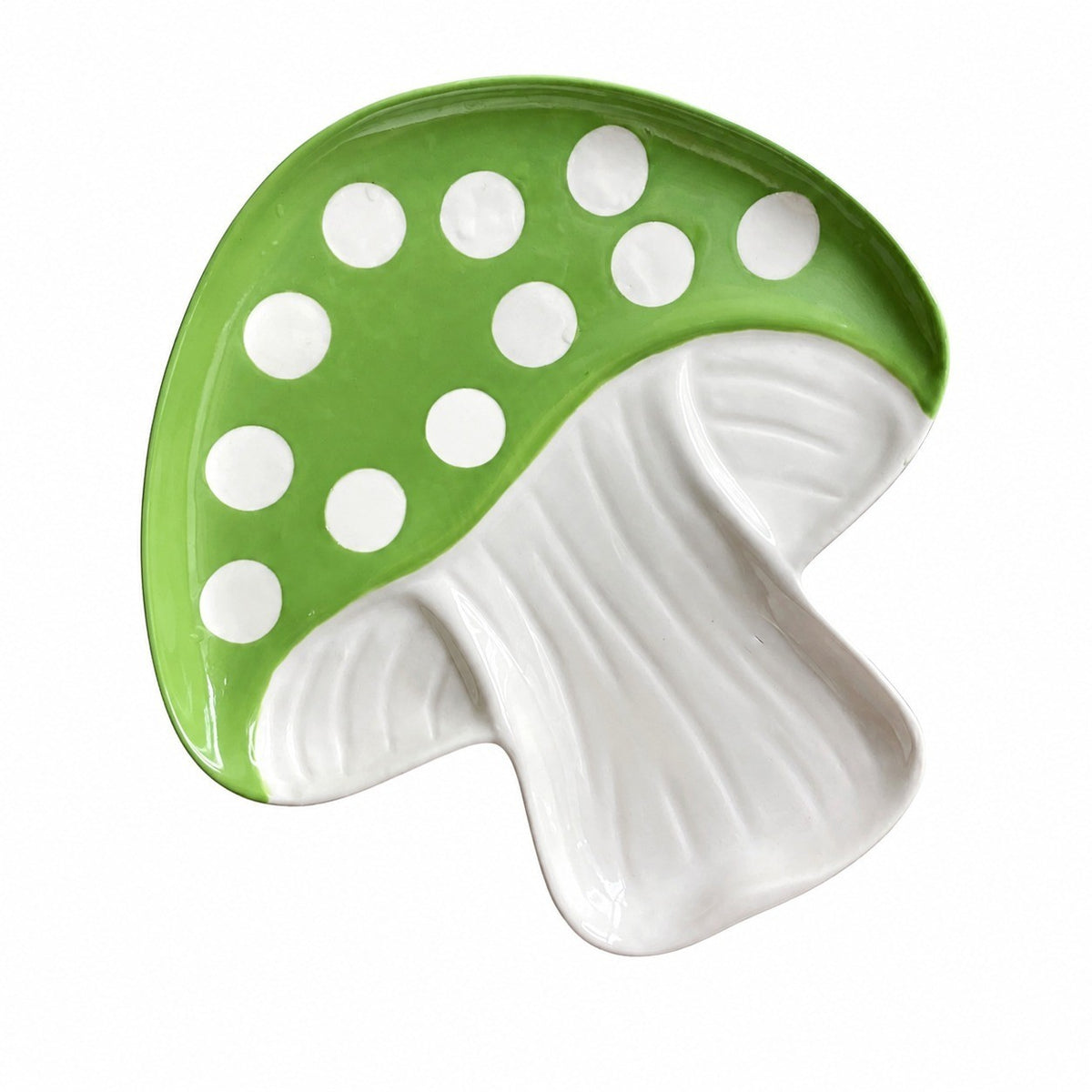 Ceramic Plate Medium 18.5x18.5x1.5cm, Green Mushroom Design, Dinnerware - product view 2