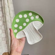 Ceramic Plate Medium 18.5x18.5x1.5cm, Green Mushroom Design, Dinnerware - detail 1