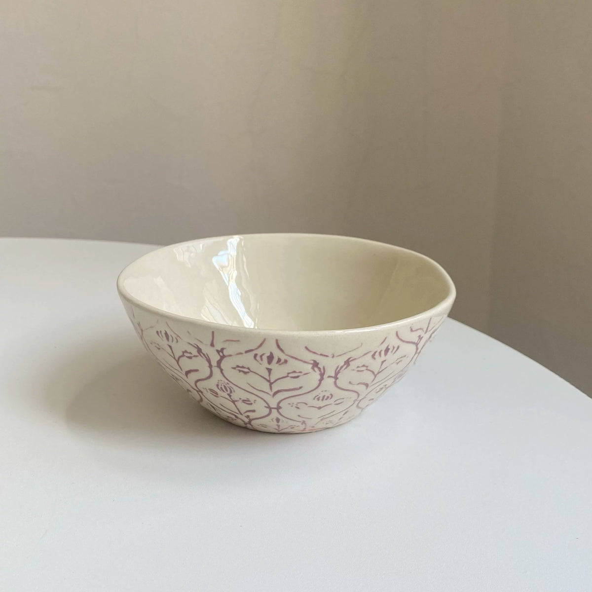 Ceramic Bowl, 5.5 Inch, Purple Pattern, Single Serving - detail 1