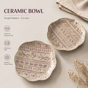 Ceramic Bowl, 5.5 Inch, Purple Pattern, Single Serving - detail 3
