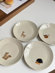 Little Hedgehog Ceramic Plate, Underglaze Decorative Dinnerware - detail 2