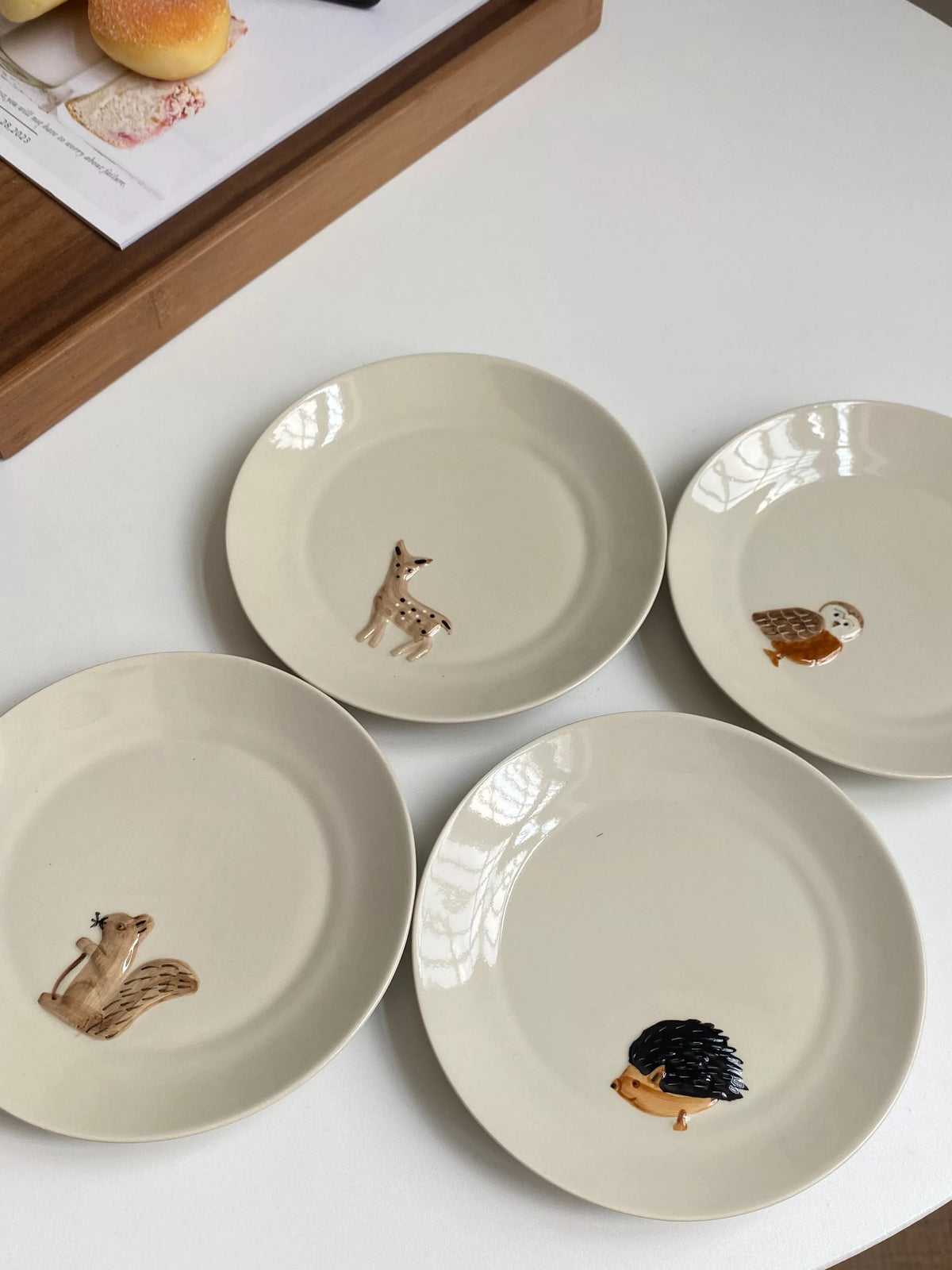 Little Hedgehog Ceramic Plate, Underglaze Decorative Dinnerware - detail 2