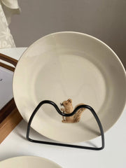 Little Hedgehog Ceramic Plate, Underglaze Decorative Dinnerware - detail 3