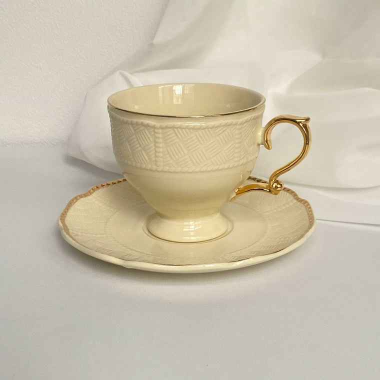 Ceramic Cup and Saucer Set, 220 ml, Cream - detail 1