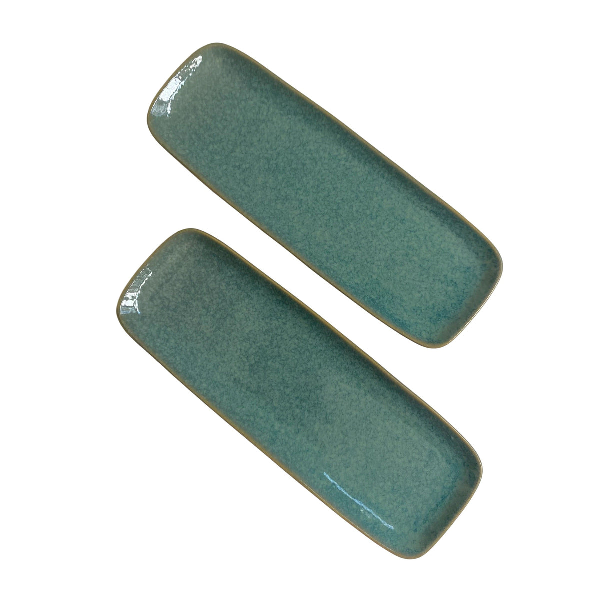 Single Ceramic Plate, Emerald Green Long Rectangular, 28cm Dinnerware - product view 2