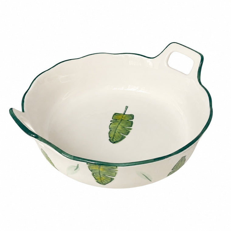 Ceramic Baking Dish 10 Inch, Banana Leaf Design, 26 x 23 x 8.5 cm - product view 1