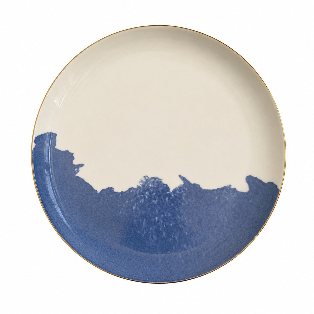 Ceramic Plate 20cm Ink-Blue Coast Gold Rim, Dinnerware - product view 1