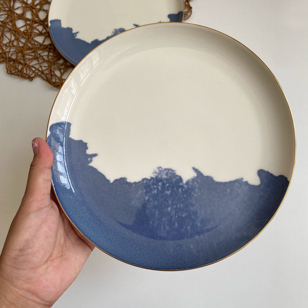 Ceramic Plate 20cm Ink-Blue Coast Gold Rim, Dinnerware - detail 1