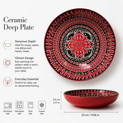 Ceramic Deep Plate Red, 23 x 5.5 cm, Underglaze, Dinnerware - detail 3