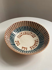 Rustic Pottery Bowl, Lettered Large, 31.5 x 9 cm, Farmhouse Decor - detail 2