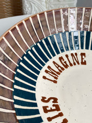 Rustic Pottery Bowl, Lettered Large, 31.5 x 9 cm, Farmhouse Decor - detail 3