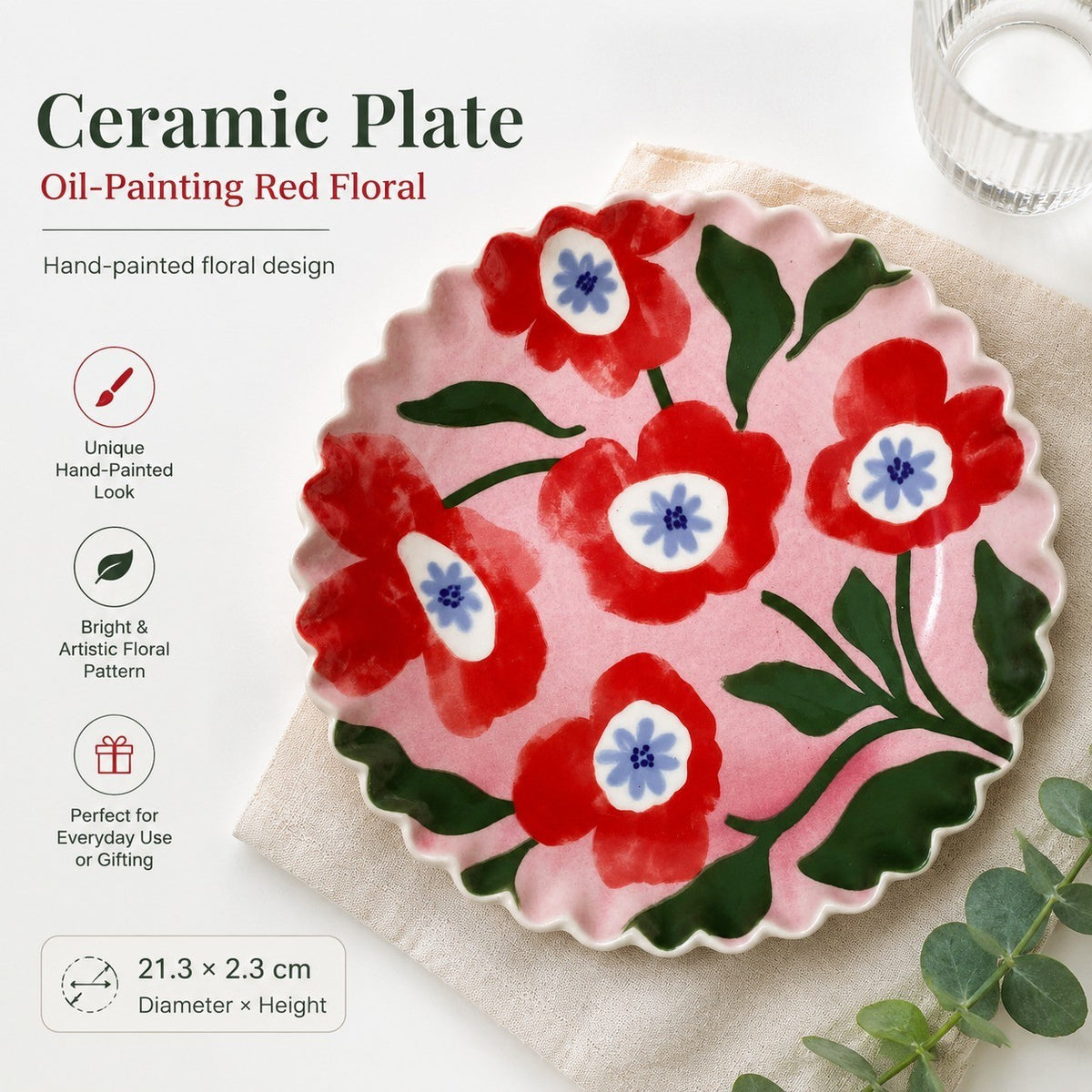 Ceramic Plate 21.3 x 2.3 cm, Decorative Dinnerware - detail 3