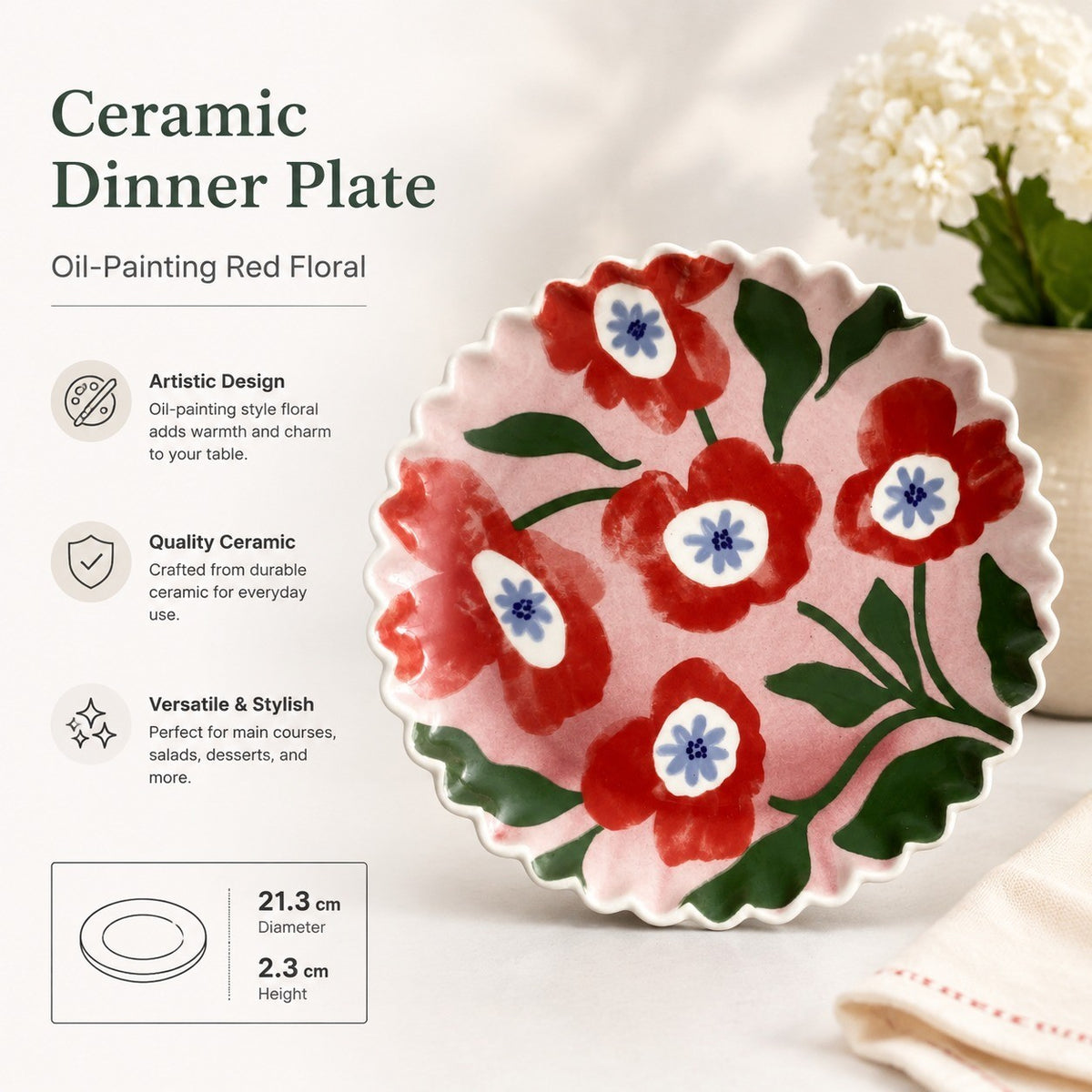 Ceramic Plate 21.3 x 2.3 cm, Decorative Dinnerware - detail 1
