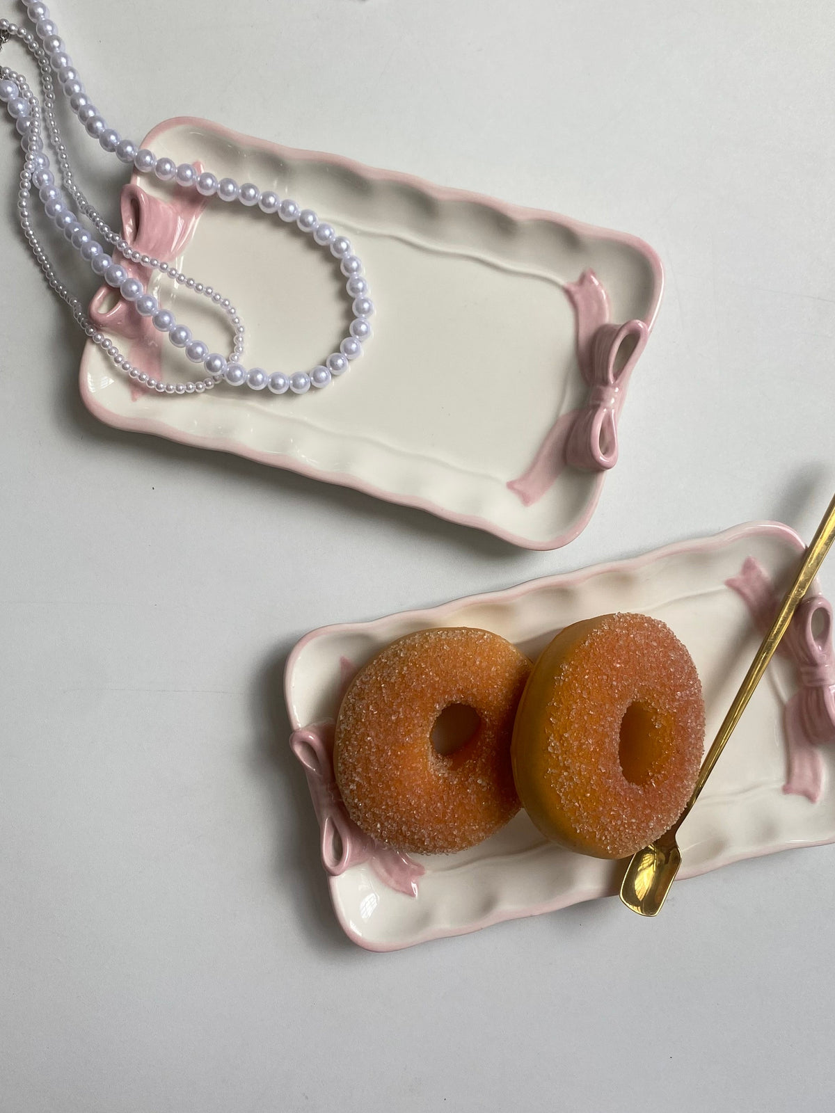 Ceramic Plate, Pink Bow Design, 18.5 x 11 x 2 cm, Decorative Dinnerware - detail 1