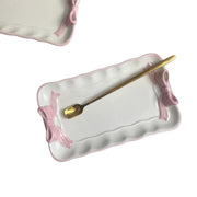 Ceramic Plate, Pink Bow Design, 18.5 x 11 x 2 cm, Decorative Dinnerware - product view 1