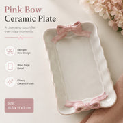 Ceramic Plate, Pink Bow Design, 18.5 x 11 x 2 cm, Decorative Dinnerware - detail 3