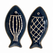 Ceramic Fish Platter, Striped Texture, 23 x 11 x 2.5 cm, Kiln-Transmutation Glaze - product view 1