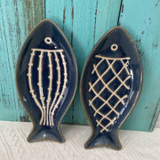 Ceramic Fish Platter, Striped Texture, 23 x 11 x 2.5 cm, Kiln-Transmutation Glaze - detail 1
