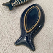 Ceramic Fish Platter, Striped Texture, 23 x 11 x 2.5 cm, Kiln-Transmutation Glaze - detail 3