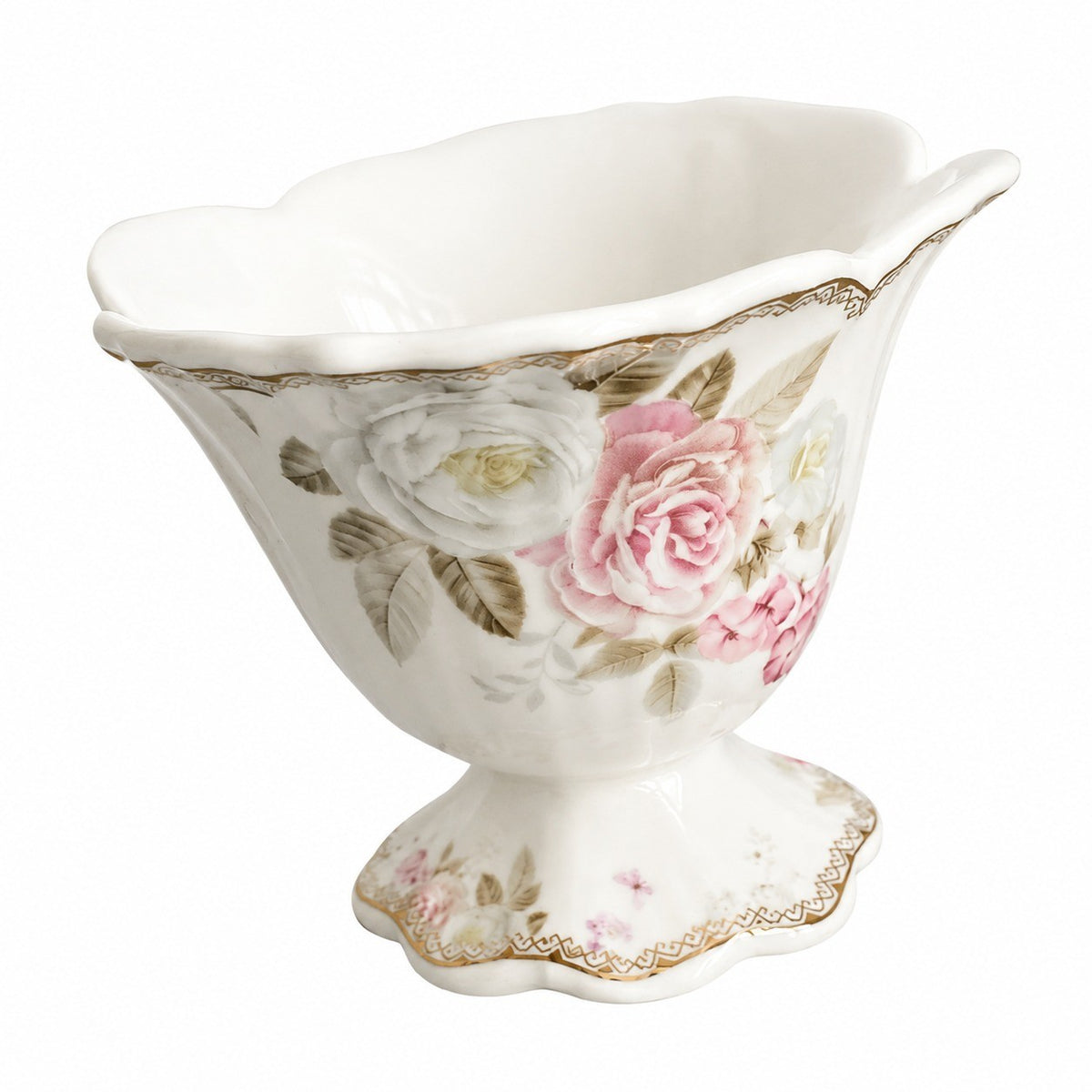 Ceramic Petal Cup with Saucer, Camellia Design, 250ml, 11.5 x 9.3cm - product view 1