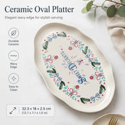 Ceramic Oval Platter, Wavy Edge, 32.3 x 18 x 2.5 cm, Serving Dish - detail 1