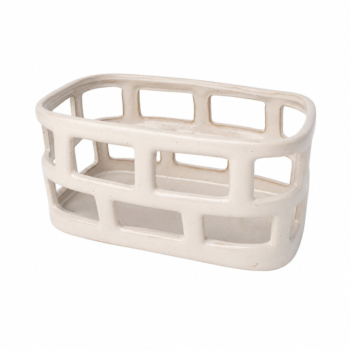 Ceramic Openwork Square Basket, 25.5 x 13.8 x 12.5 cm, Decorative Storage Storage Jar - product view 1