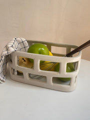 Ceramic Openwork Square Basket, 25.5 x 13.8 x 12.5 cm, Decorative Storage Storage Jar - detail 2