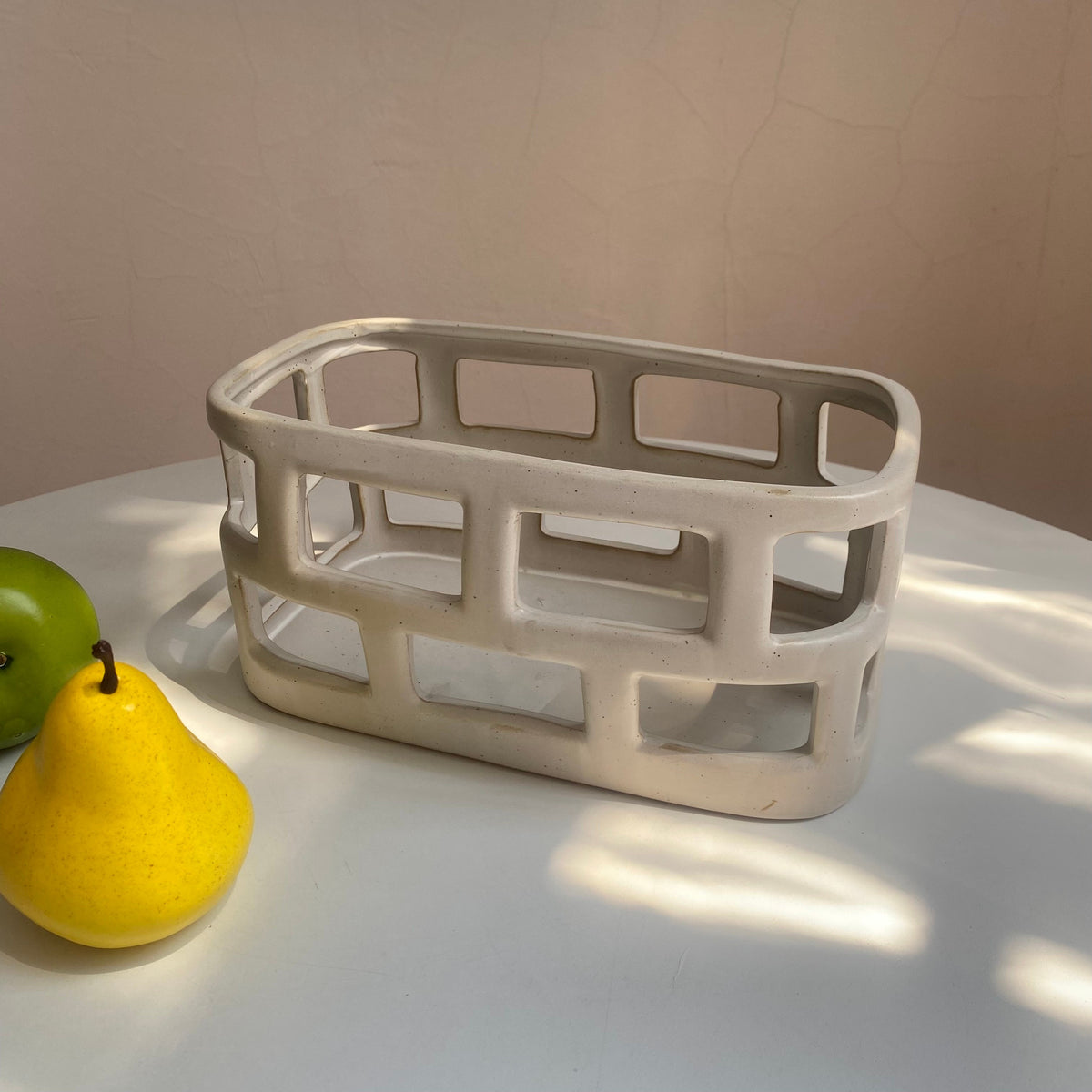 Ceramic Openwork Square Basket, 25.5 x 13.8 x 12.5 cm, Decorative Storage Storage Jar - detail 1