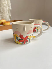 Ceramic Cup 350ml Green Leaf Design, 9cm Rim, Tea Coffee Mug - detail 2