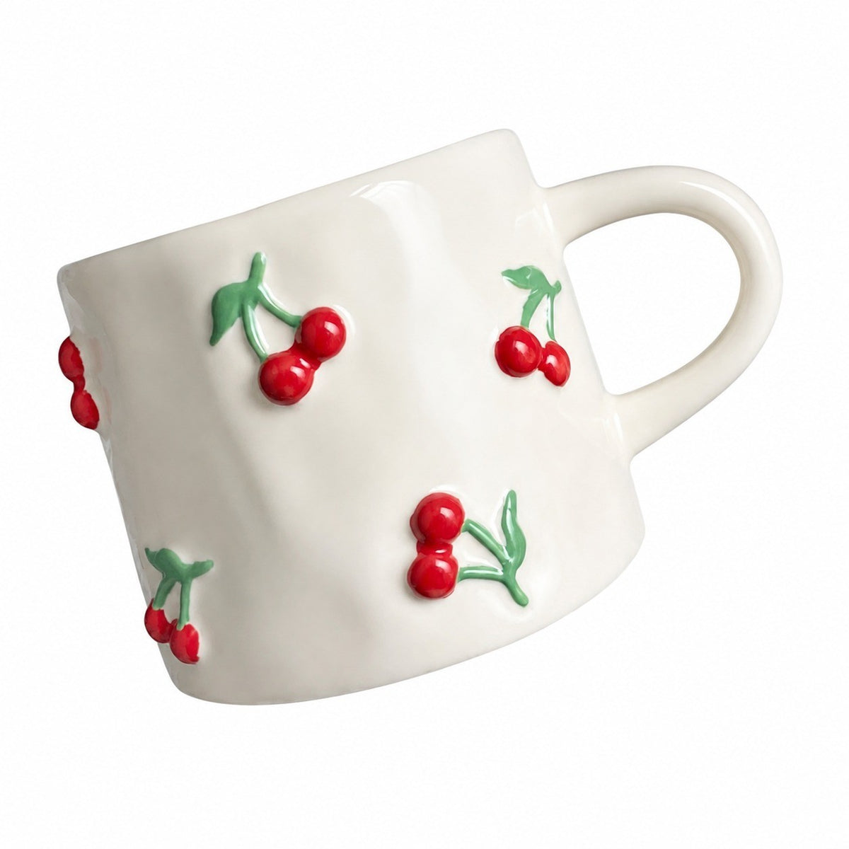 Ceramic Cup 200 ml, Embossed Cherry Design, Coffee Tea Mug - product view 1