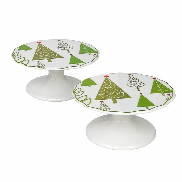 Ceramic Tray, Green Christmas Tree Small, Festive Holiday Serving Plate - product view 1