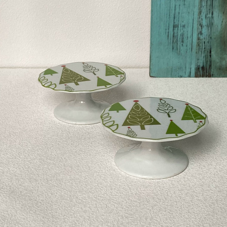 Ceramic Tray, Green Christmas Tree Small, Festive Holiday Serving Plate - detail 1